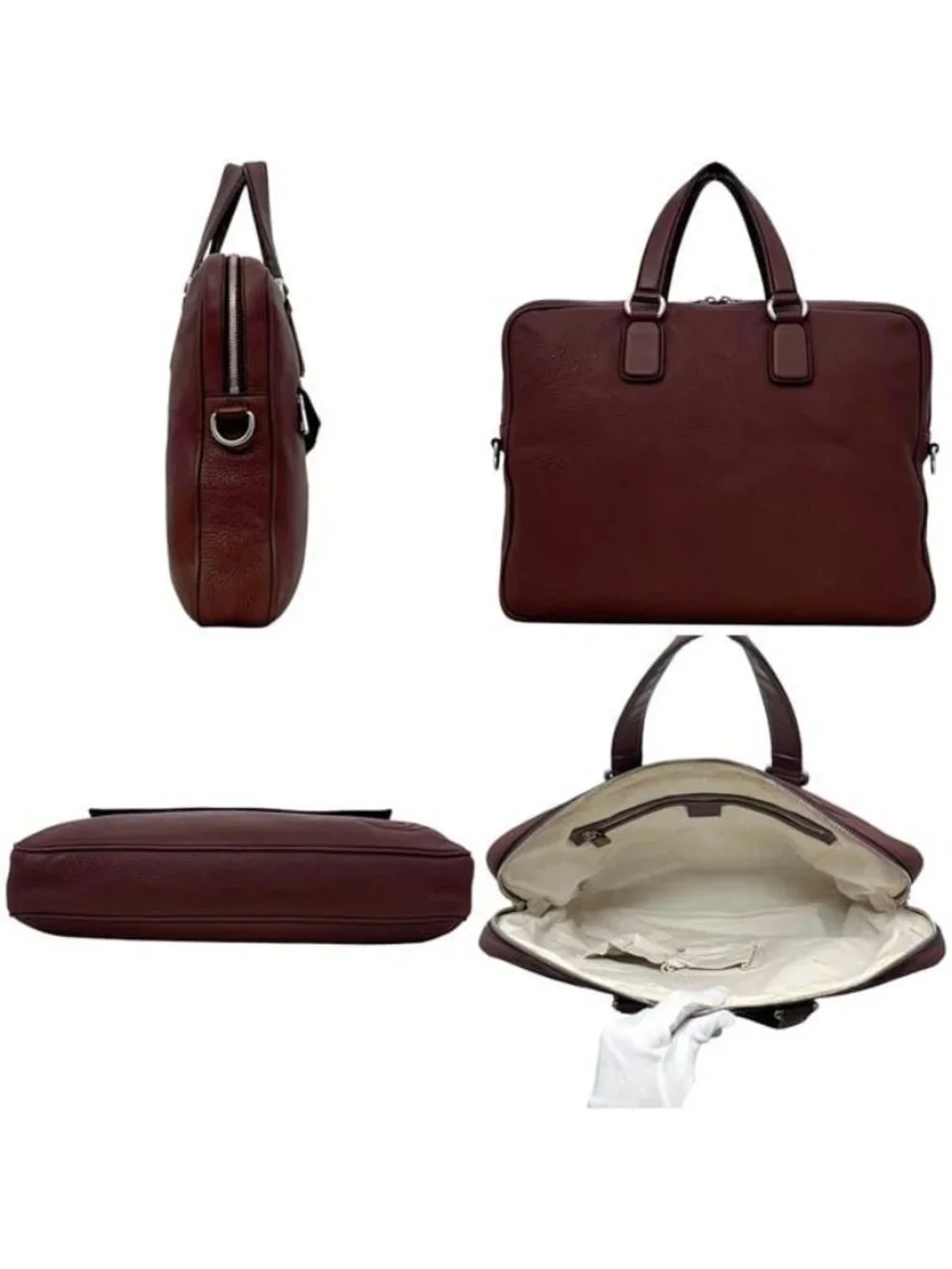 Gucci Briefcase Bordeaux Interlocking Document Gray Leather GG Business